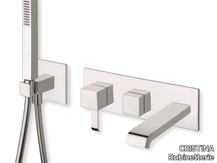 QUADRI CRIQM102 - Wall-mounted bathtub mixer with hand shower _ CRISTINA Rubinetterie