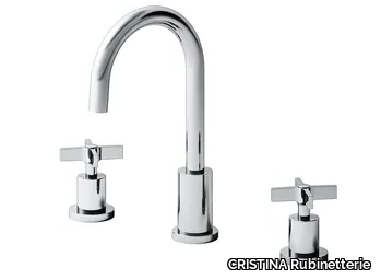 CROSS ROAD CRICR907 - Countertop 3 hole washbasin mixer without waste _ CRISTINA Rubinetterie