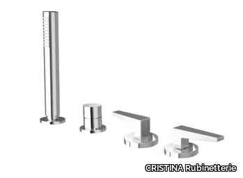 FRACTAL CRIFT122 - Deck mounted 4 hole bathtub tap with hand shower _ CRISTINA Rubinetterie