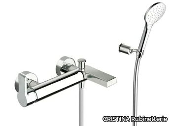 OMEGA CRIOG181 - Wall-mounted single handle bathtub mixer with hand shower _ CRISTINA Rubinetterie