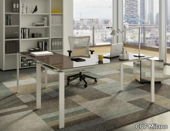 DORIA - L-shaped glass office desk _ CUF Milano