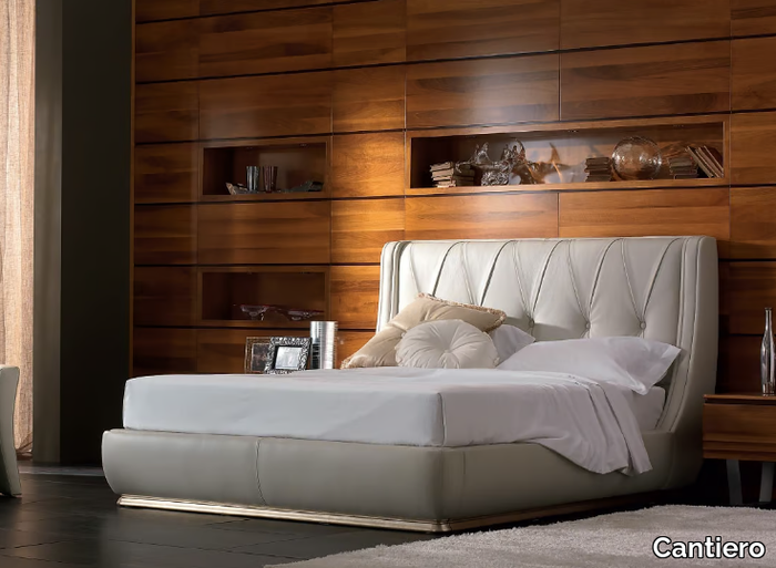 ELETTRA NIGHT - Upholstered leather storage bed with upholstered headboard _ Cantiero