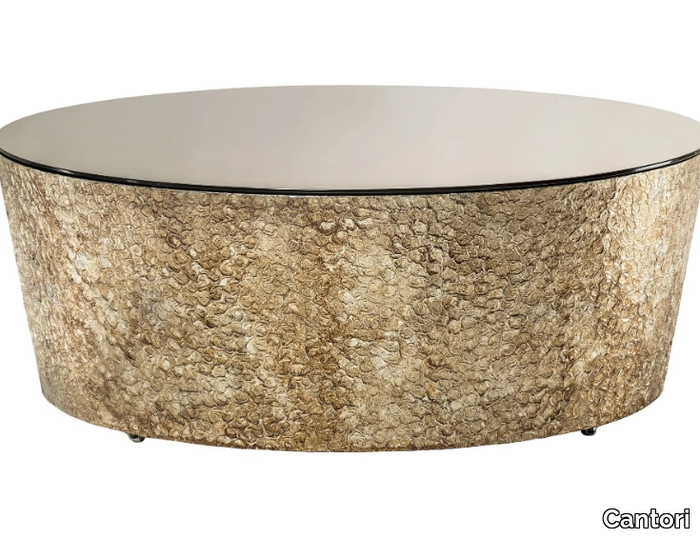 CONICO BASSO - Low round mirrored glass coffee table _ Cantori