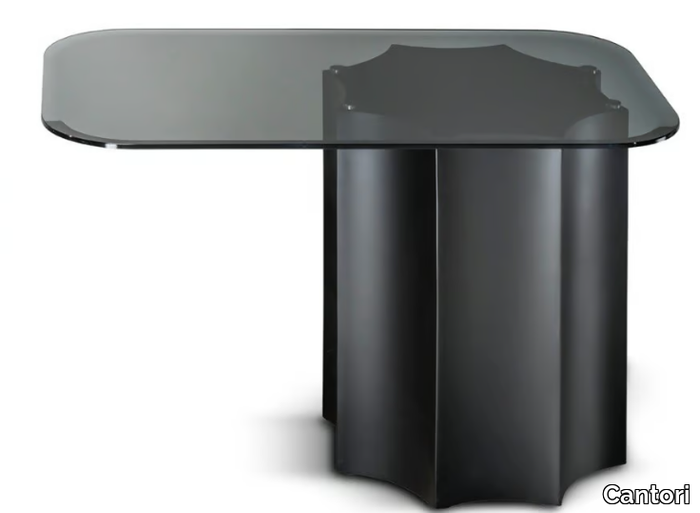 FLORIO - Rectangular glass and steel high side table _ Cantori