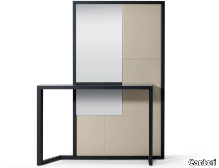 JULIET - Ash and leather console table with integrated panel _ Cantori