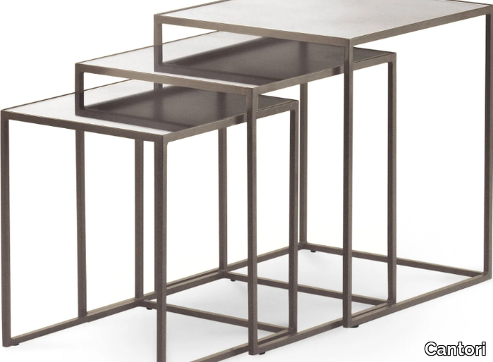 NARCISO - Stackable square mirrored glass coffee table _ Cantori