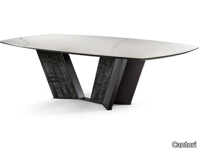 PRISMA - Rectangular table with ceramic top and metallic base _ Cantori