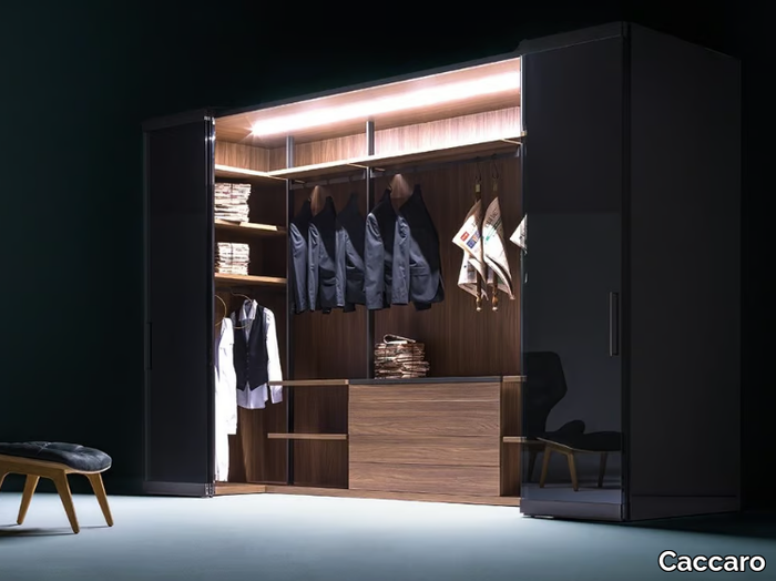 CAMERINO - Wood and glass walk-in wardrobe _ Caccaro