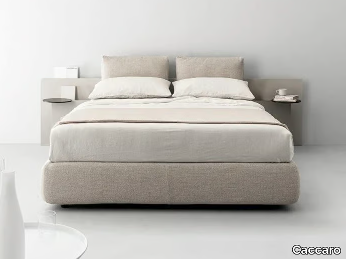 LET’SPACE - Fabric double bed with integrated lighting _ Caccaro