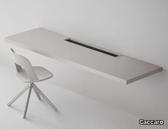 POLY - Wall desk with pen holder and integrated cable holder _ Caccaro