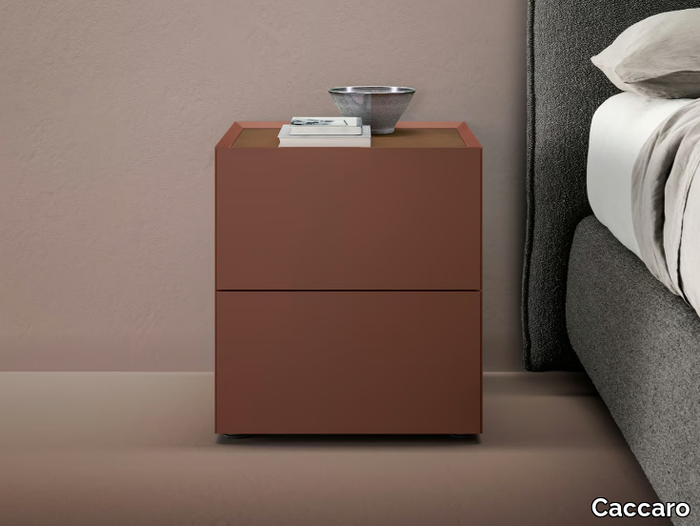 RIQUADRO - Square wooden bedside table with drawers _ Caccaro