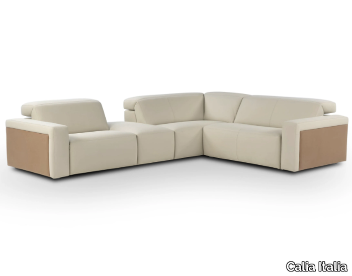 MARCEL - Corner leather sofa with electric motion _ Calia Italia