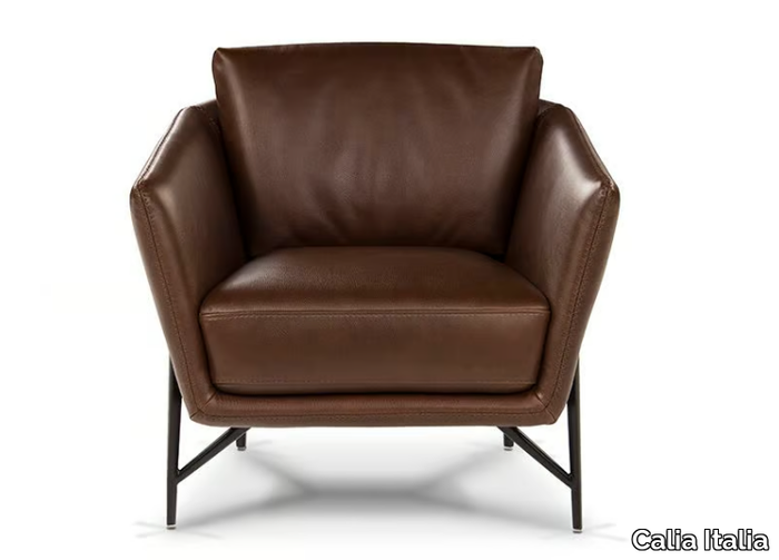 VENERE - Leather armchair with armrests _ Calia Italia