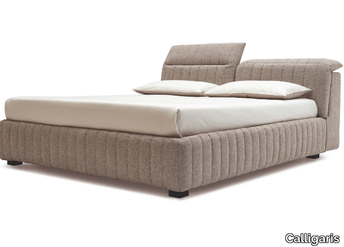 PORTLAND - Microfiber double bed with adjustable headrest _ Calligaris