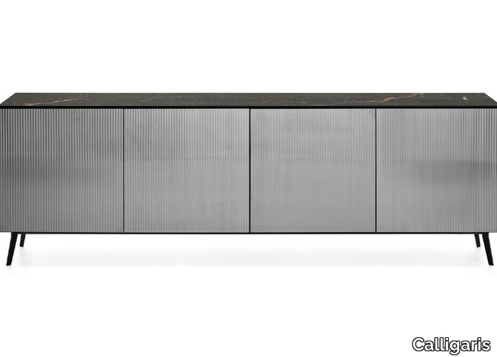 UNIVERSAL - Glass sideboard with doors _ Calligaris