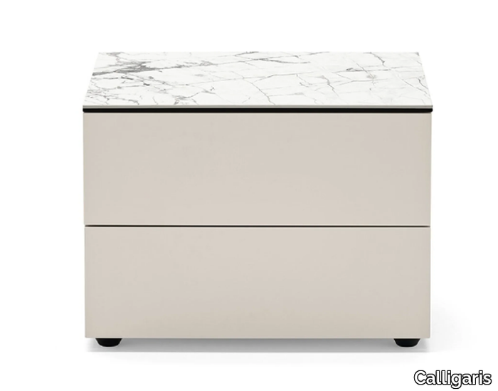 UNIVERSAL - Wooden bedside table with drawers _ Calligaris