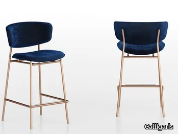 FIFTIES - Velvet stool with footrest _ Calligaris