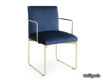 GALA - Sled base velvet chair with armrests _ Calligaris