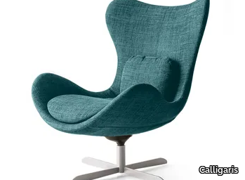 LAZY - Fabric armchair with 4-spoke base high-back _ Calligaris