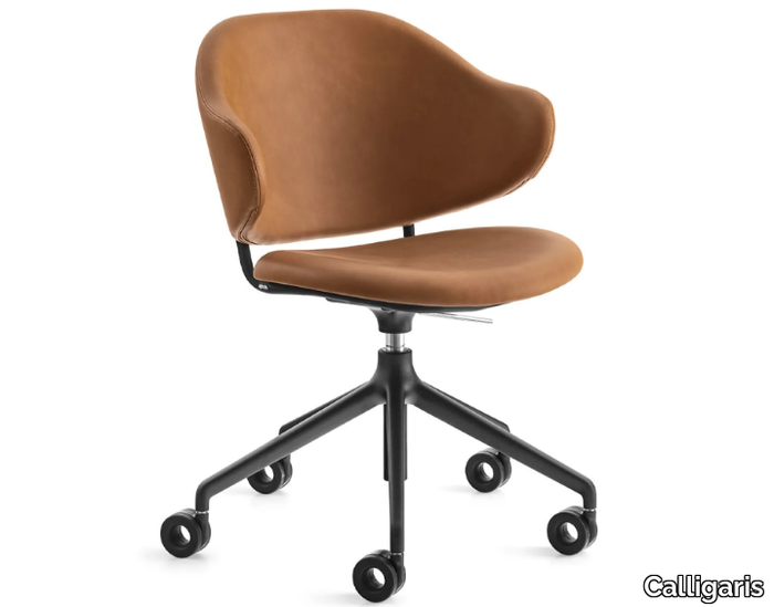 HOLLY - Eco-leather office chair with castors with 5-Spoke base _ Calligaris