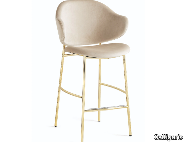 HOLLY - High fabric stool with footrest _ Calligaris