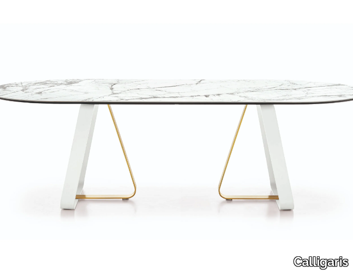 SUNSHINE - Oval marble dining table _ Calligaris