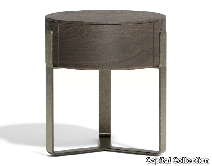 AUREA - Round wooden bedside table with drawers _ Capital Collection