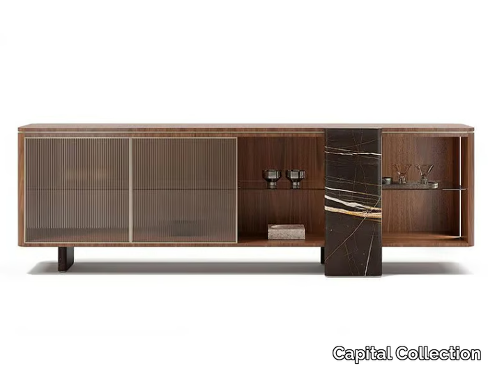 AURELIA - Wood and glass sideboard with doors _ Capital Collection