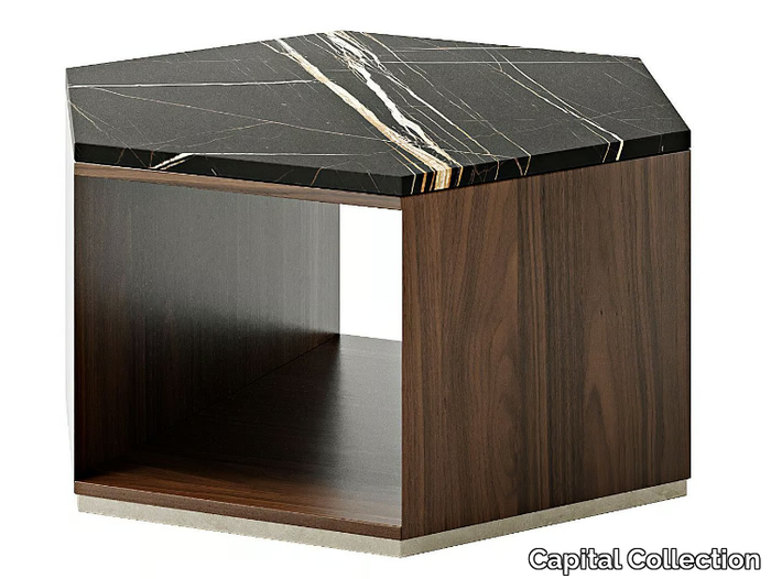 DEDALO - Wooden coffee table with marble top _ Capital Collection