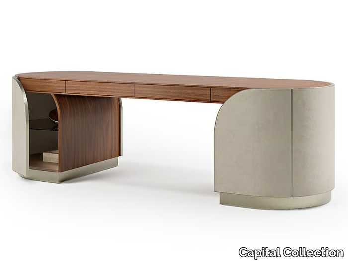 DUNA PLUS - Leather writing desk with drawers _ Capital Collection