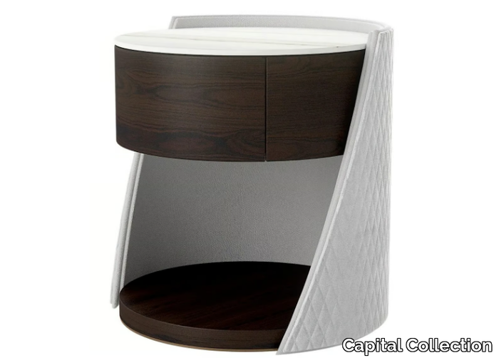 MAJESTIC - Round wooden bedside table with drawers _ Capital Collection