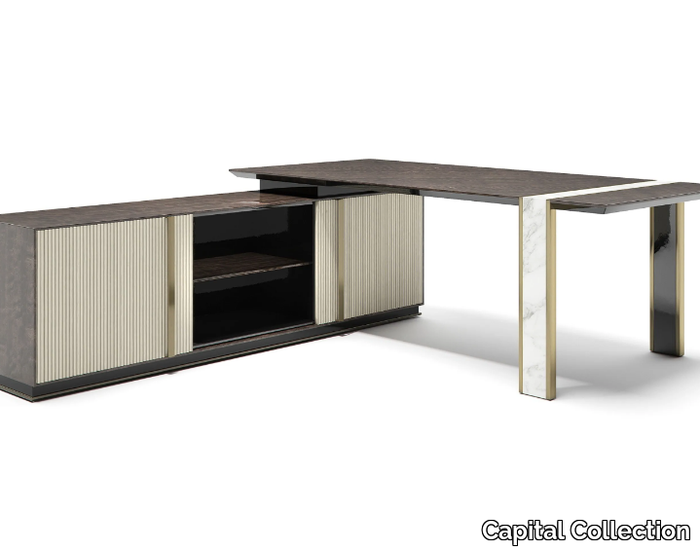 LINCOLN XL - Rectangular wooden writing desk with drawers _ Capital Collection