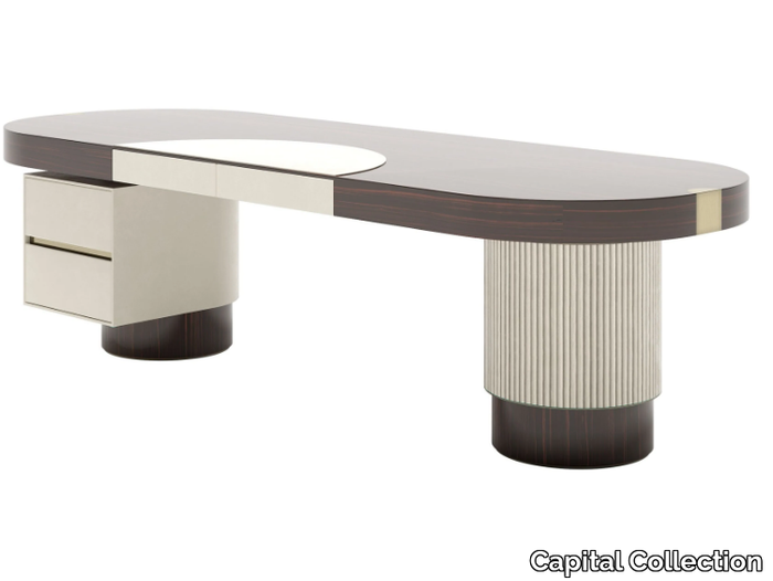 OLIMPIA - Oval wooden office desk with drawers _ Capital Collection