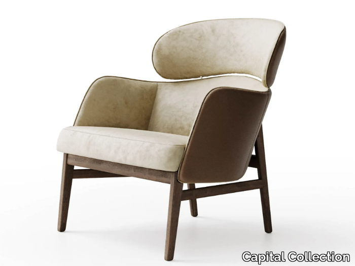 DAFNE - Leather armchair with headrest with armrests _ Capital Collection