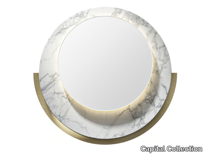 RONDÒ D70 - Round framed wall-mounted marble mirror _ Capital Collection