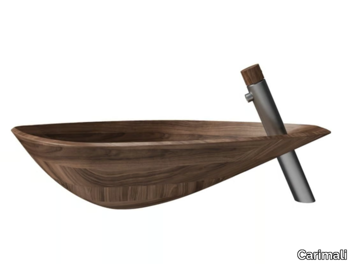 WOOD SCULL - Oval walnut washbasin _ Carimali