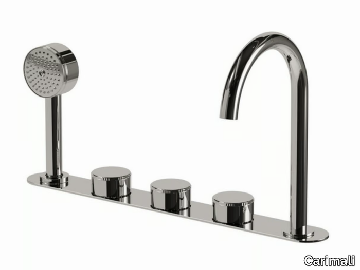 STILL-OH 0-STL6501-CR - Deck mounted 5 hole bathtub tap with hand shower _ Carimali