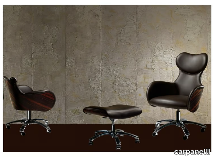 CARTESIO - Leather armchair with castors with 5-spoke base _ carpanelli