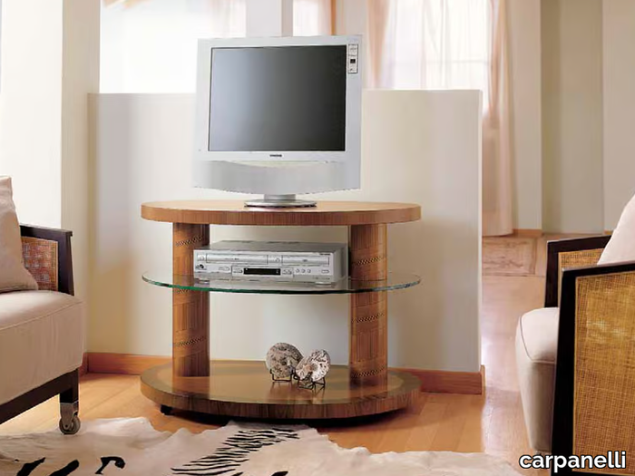 ZEBRANO - Walnut TV cabinet with castors _ carpanelli