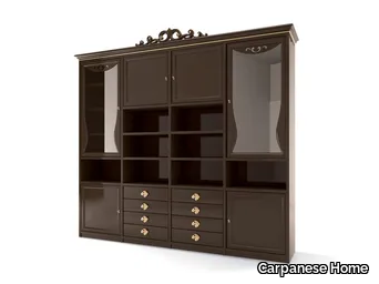 5045 - Wall-mounted wooden bookcase with drawers _ Carpanese Home