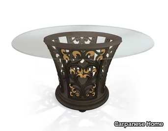 6106 - Round wood and glass table _ Carpanese Home