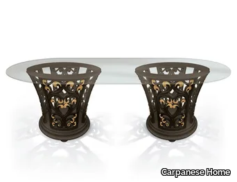 6113 - Oval wood and glass table _ Carpanese Home