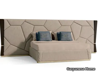 7589 - Nabuk king size bed with upholstered headboard _ Carpanese Home