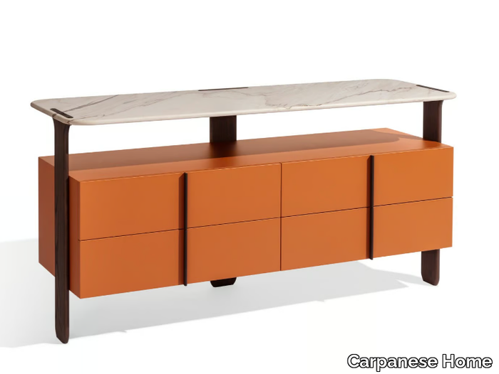 TRIO D L - Wooden sideboard with marble piano and drawers _ Carpanese Home