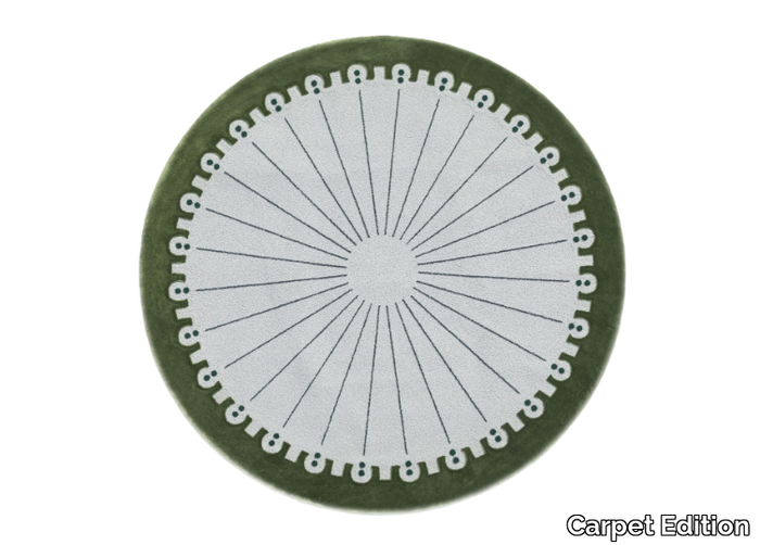 CD03 - CORNICE VERDE CON PUNTO VERDE - Round handmade wool rug _ Carpet Edition