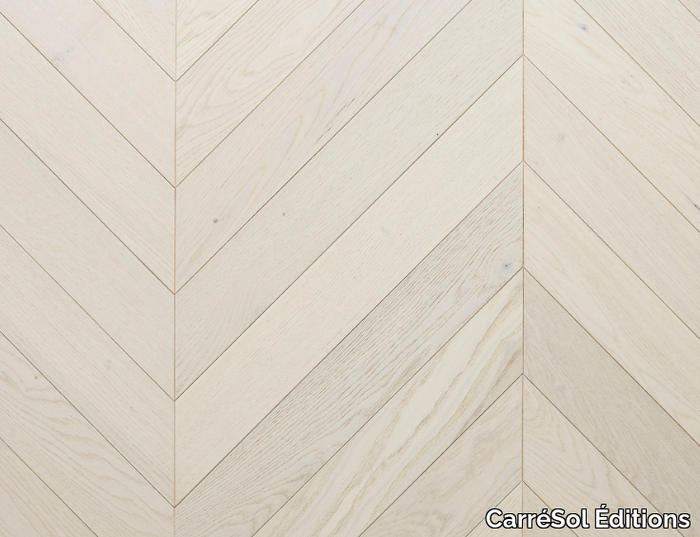 POINT DE HONGRIE CHÊNE CONTRECOLLÉ SNOW - Brushed oak parquet _ CarréSol Éditions