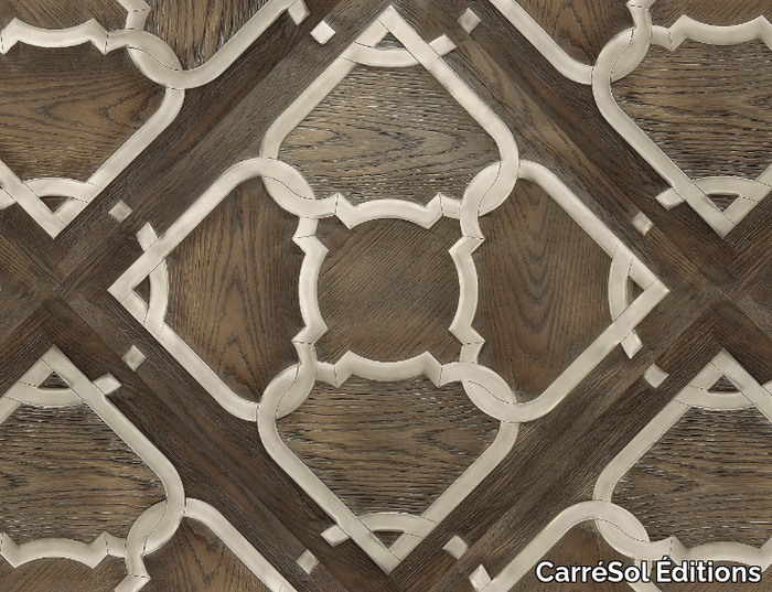 DALLE MARQUETERIE CHÊNE INCRUSTATION ALUMINIUM - Oak flooring _ CarréSol Éditions