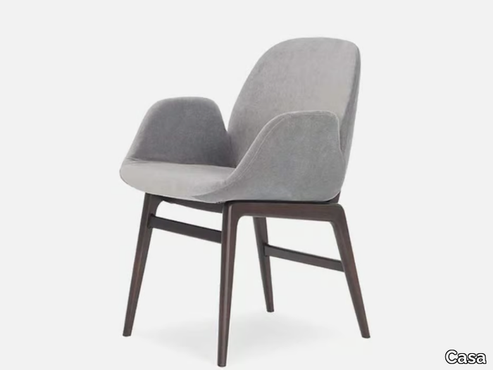 SOTTERA - Upholstered wooden restaurant chair with armrests _ Casa