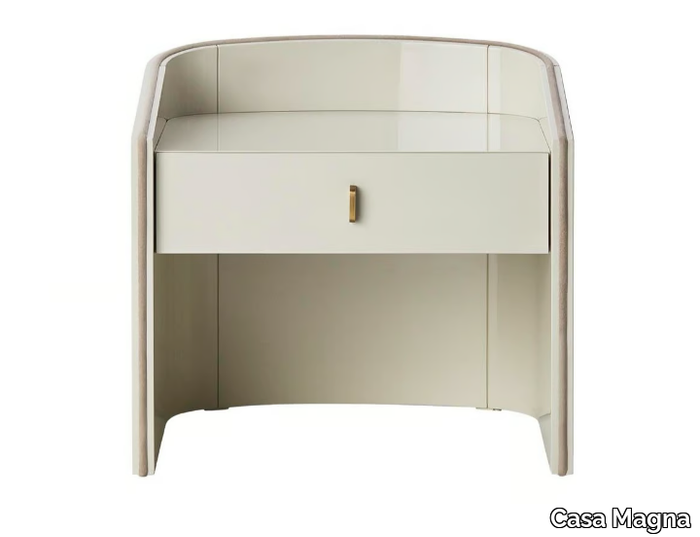 CORALINA II - Rounded rectangular wooden bedside table with drawers _ Casa Magna