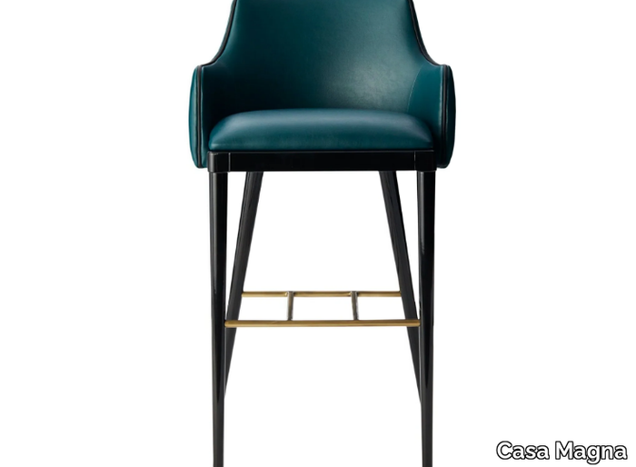 DUMAS - High leather stool with back and footrest _ Casa Magna